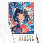 Malowanie po numerach BRUSHME, 40x50 cm, dziewczyna która stała się smokiem, 1 szt., w pudełku