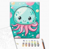Malowanie po numerach BRUSHME, 30x40 cm, kids, wesoła meduza, 1 szt.