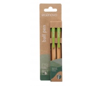 Ballpoint pen ECONOVO, 100% biodegradable bamboo barrel, 1,0 mm, 2 pcs, natural