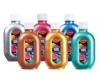 Farba plakatowa KEYROAD, 300ml, butelka, 6 szt., mix kolorów metalicznych