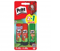 Klej w sztyfcie PRITT, 2x22g + 1x20g neon, blister, mix kolor&oacute;w