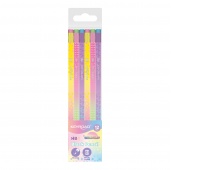 Wooden pencil KEYROAD, with eraser, iridescent case, HB, 12 pcs, hanger, color mix