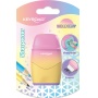 Plastic sharpener KEYROAD, with eraser, iridescent, double, blister, color mix
