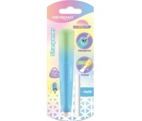 Plastic sharpener KEYROAD, with eraser, iridescent, single, blister, color mix