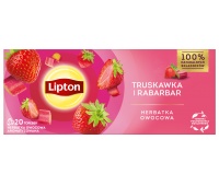 Herbata LIPTON owocowa, truskawka i rabarbar, 20 torebek