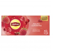 Herbata LIPTON owocowa, malina i żurawina, 20 torebek