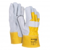 Rękawice robocze DONAU SAFETY DS-DOKBASIC, doker, dwoina bydlęca, rozm. 10,5/XL, szaro-żółte