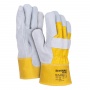 Rękawice robocze DONAU SAFETY DS-DOKBASIC, doker, dwoina bydlęca, rozm. 10,5/XL, szaro-żółte, Rękawice, Ochrona indywidualna