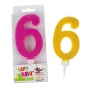 Birthday candle TRENDHAUS Birthday Fun maxi , glitter, numbers 0-9, color mix