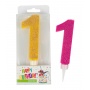 Birthday candle TRENDHAUS Birthday Fun maxi , glitter, numbers 0-9, color mix