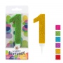 Birthday candle TRENDHAUS Birthday Fun maxi, glitter, no. 1, color mix
