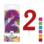 Birthday candle TRENDHAUS Birthday Fun maxi, glitter, no. 2, color mix