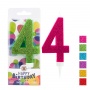 Birthday candle TRENDHAUS Birthday Fun maxi, glitter, no. 4, color mix