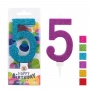 Birthday candle TRENDHAUS Birthday Fun maxi, glitter, no. 5, color mix