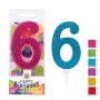 Birthday candle TRENDHAUS Birthday Fun maxi, glitter, no. 6, color mix
