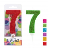 Birthday candle TRENDHAUS Birthday Fun maxi, glitter, no. 7, color mix