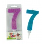 Birthday candle TRENDHAUS Birthday Fun maxi, glitter, no. 7, color mix