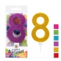 Birthday candle TRENDHAUS Birthday Fun maxi, glitter, no. 8, color mix