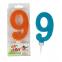 Birthday candle TRENDHAUS Birthday Fun maxi, glitter, no. 9, color mix