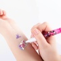 Długopisy żelowe TRENDHAUS Tattoo Studio Gliter, ze wzornikiem, 10,6 cm, 3 szt., etui, mix kolorów, Szkolne, Gadżety