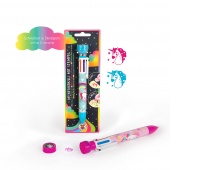 Multicolored pen TRENDHAUS Dreamland, 6 colors, with stamp, color mix
