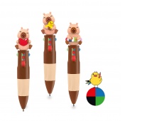 Multi-colour pen with topper TRENDHAUS CP HL-5, capybara, color mix