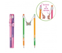 Pencils, TRENDHAUS GFH Best-friends, with butterfly pendant, 2 pcs, color mix