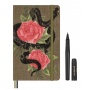 Set KAWECO X MOLESKINE 2025, Snake Roses notebook, L, 13x21cm, ruled + pen, in box