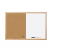 BI-OFFICE Combo Board, dry-erase & cork, 60x45cm, wooden frame