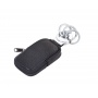 Keyring TROIKA Pocket Click, 3 key rings, zip coin pouch, black leather