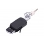 Keyring TROIKA Pocket Click, 3 key rings, zip coin pouch, black leather