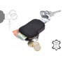 Keyring TROIKA Pocket Click, 3 key rings, zip coin pouch, black leather