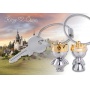 Keyring TROIKA Little King & Little Queen, chrome-plated metal