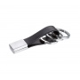 Keyring TROIKA Twister, 3 key rings, leather/metal, black