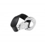 Keyring TROIKA Twister, 3 key rings, leather/metal, black
