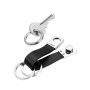 Keyring TROIKA Twister, 3 key rings, leather/metal, black