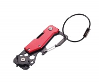 Keyring TROIKA Toolinator, 10 functions, stainless steel, red