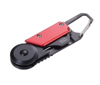 Keyring TROIKA Egon, with carabiner, 5 functions, black-red