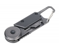 Keyring TROIKA Egon, with carabiner, 5 functions, black-grey