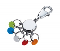 Keyring TROIKA Patent Colour, with carabiner, for 5 keys, coloured tags, steel