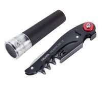 Wine set TROIKA Weinprobe, corkscrew + knife + stopper, black