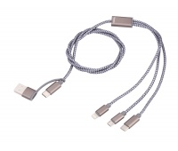 Charging cable TROIKA Dreizack, 1m, 3in1, grey