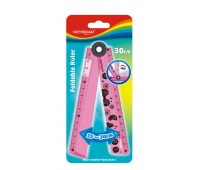 Foldable ruler KEYROAD, 15-30 cm ruler + protractor + compass in one, pendant, mix of colours