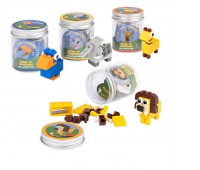 Pencil sharpener with building blocks TRENDHAUS T, jungle animals, color mix