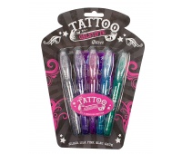 Glitter tattoo pens TRENDHAUS T, with stencils, 4 pcs, color mix
