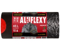 Worki na śmieci ALUFIX Aluflexy, z taśmą, LDPE, 45l, 10 szt., stalowe
