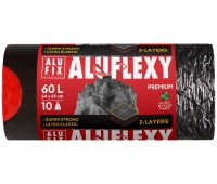 Worki na śmieci ALUFIX Aluflexy, z taśmą, LDPE, 60l, 10 szt., stalowe