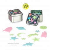 Glow-in-the-dark wall stickers TRENDHAUS Space Adventure, 34 pcs, color mix