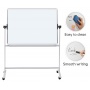 Mobile dry wipe magnetic board OFFICE PRODUCTS, double-sided, lacquered, aluminium frame, tilt angle adjustment, 120x90cm, white