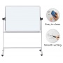 Mobile dry wipe magnetic board OFFICE PRODUCTS, double-sided, lacquered, aluminium frame, tilt angle adjustment, 150x100cm, white